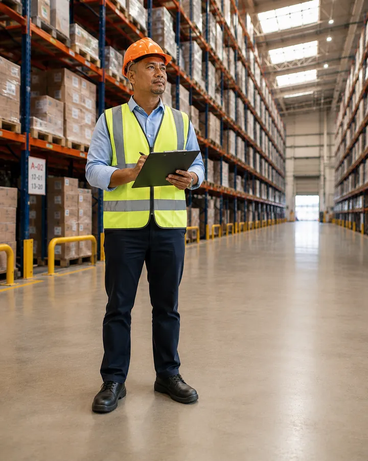 Logistics manager overseeing warehouse operations