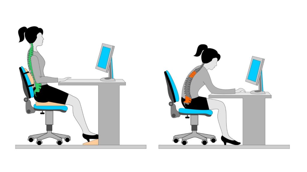 Office worker experiencing neck and shoulder pain, a common symptom of work-related musculoskeletal disorders