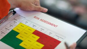 Risk assessment matrix used in a WHS risk assessment in Singapore to identify and evaluate workplace hazards