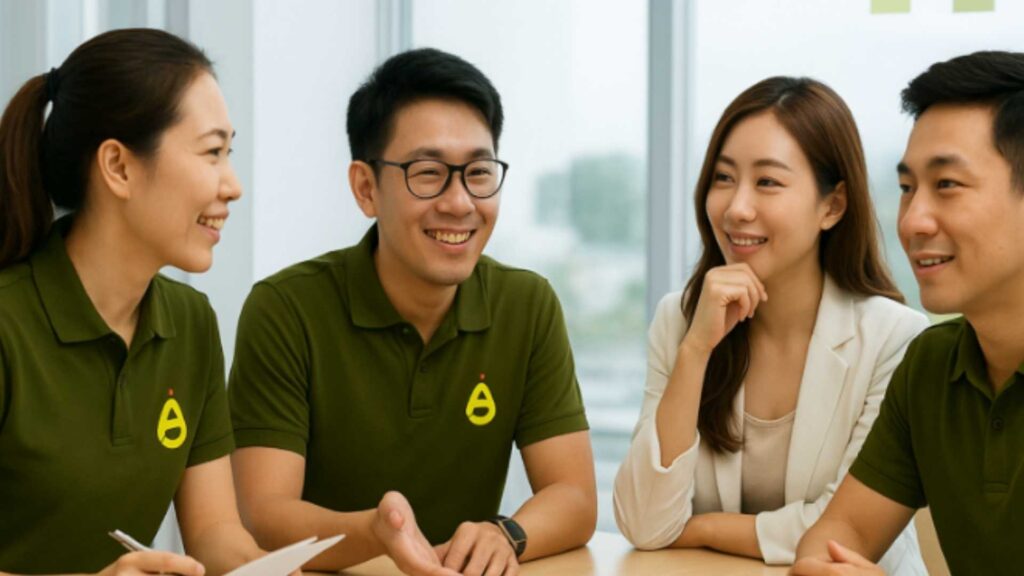 AnjouHealth consultants discussing workplace safety and health risks with management during a safety engagement programme