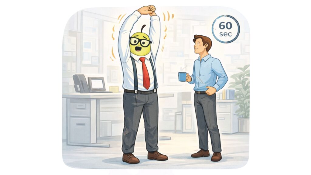 Workplace Ergonomics Singapore – employee performing stretching during micro-break to reduce strain and improve posture