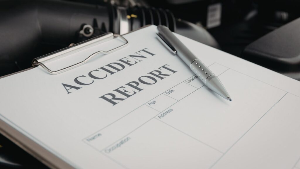 Incident report form used to document workplace accidents as part of an occupational health and safety program