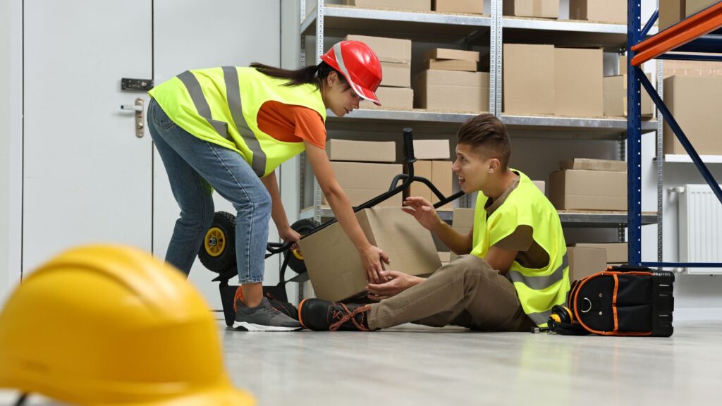 Manual handling injury scenario showing importance of workplace safety training under occupational health and safety program Singapore
