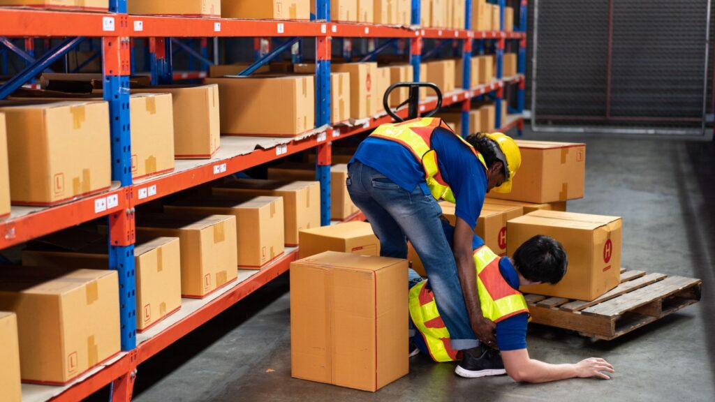 Example of manual handling workplace injury risk highlighting need for occupational health and safety program Singapore warehouses