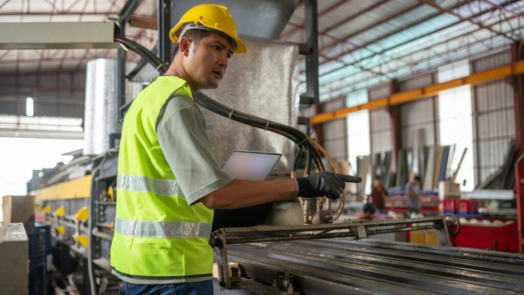 risk management champion conducting workplace hazard identification at Singapore factory